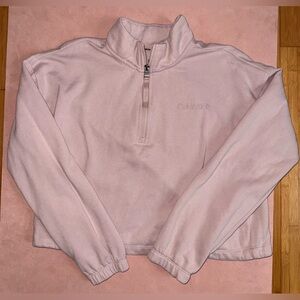 Calvin Klein Pale Pink Quarter-Zip Fleece Pullover